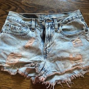 acid washed denim shorts